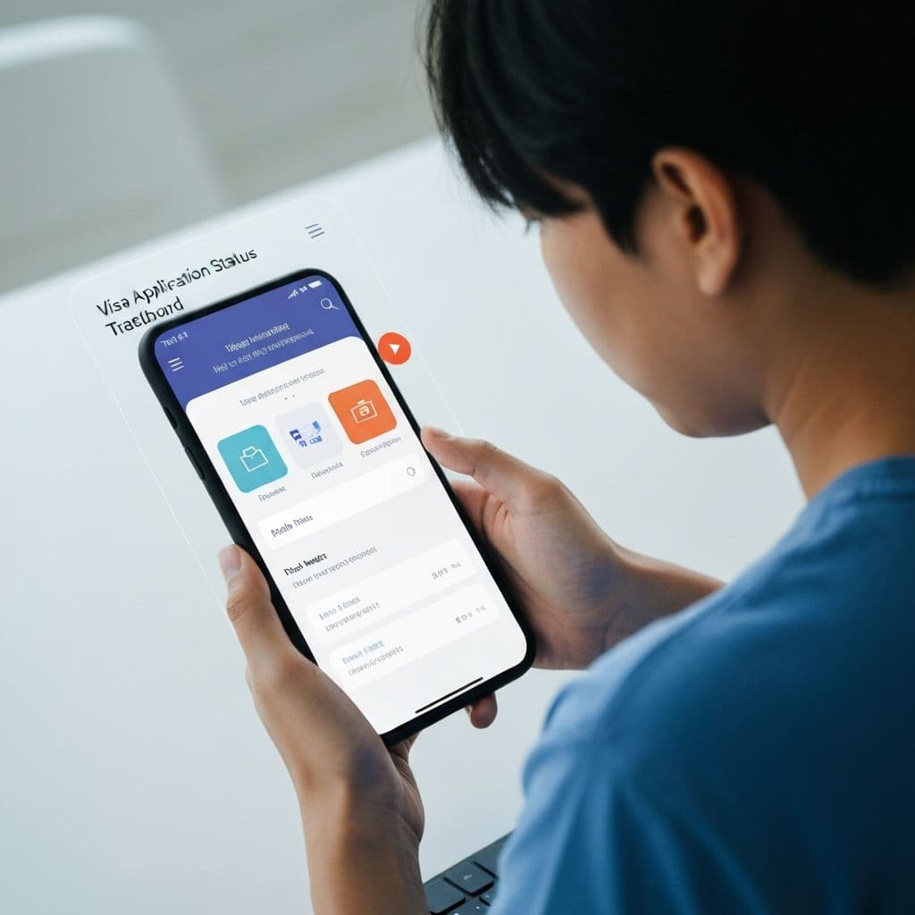 A traveller checking a visa application in the Skyma app
